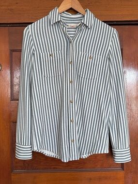 Faherty Legend Stripe Sweater Shirt Size XXS Blue White Cozy Comfy Casual
